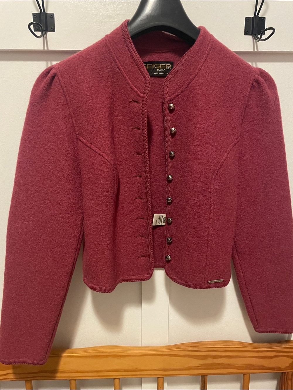 Geiger Raspberry Cropped Wool Blend Blazer -VINTAGE